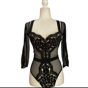 Victoria's Secret Black Lace Bodysuit NWOT 34B